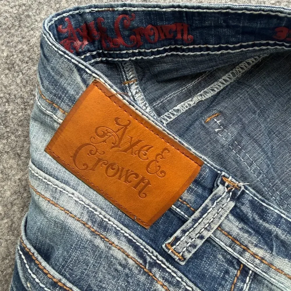 Axe & Crown Classic Straight Jeans Men's 33x30 Y2K Distressed Faded Denim